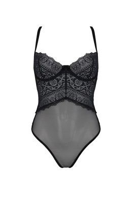 Боді Passion KERRIA BODY black, S/M, з високими вирізами та верхом балконет