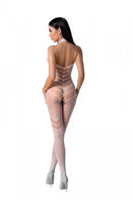 Бодістокінг з плетінням на животику Passion BS100 One Size, white, декоративний шов, з доступом