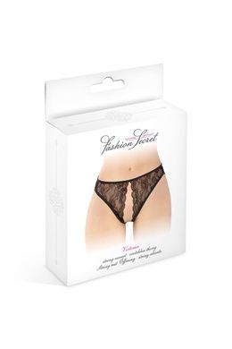 Эротические женские трусики с кружевом и открытым доступом Fashion Secret Victoria One Size черные