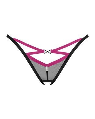 Прозрачные женские трусики-стринги с открытым доступом Obsessive Novenes XL/2XL черные