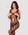Сітчастий бодістокінг з вирізами та малюнком Obsessive Bodystocking G328 S/M/L, чорний, комбінезон
