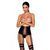 Пояс-корсет из экокожи Passion CELINE SET XXL/XXXL, black шнуровка, съемные пажи для чулок, стринги
