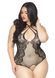 SO8609 Тедди с открытым доступом Leg Avenue Net and lace crotchless teddy 1X&ndash;2X Black, шнуровка на с