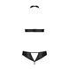 Комплект открытый топ и трусики из эко-кожи с люверсами Passion MALWIA SET Open Bra XXL/XXXL black