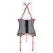 Корсет з пажами PassionSATARA CORSET L/XL red, стрінги, мереживо, застібки спереду та ззаду