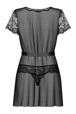 Пеньюар Obsessive Alluria peignoir & thong L/XL черный