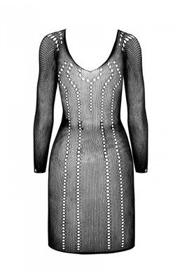 Полупрозрачное мини-платье Passion BS101 One Size, black, рукава-митенки