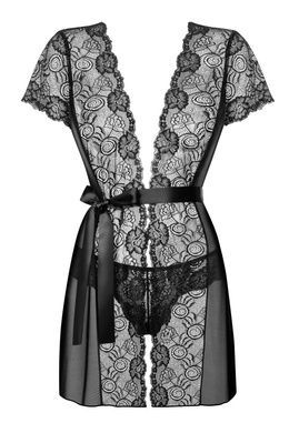 Пеньюар Obsessive Alluria peignoir & thong L/XL черный