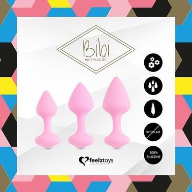 Анальні пробки FeelzToys Bibi Butt Plug Set 3 pcs Pink SO4576 фото