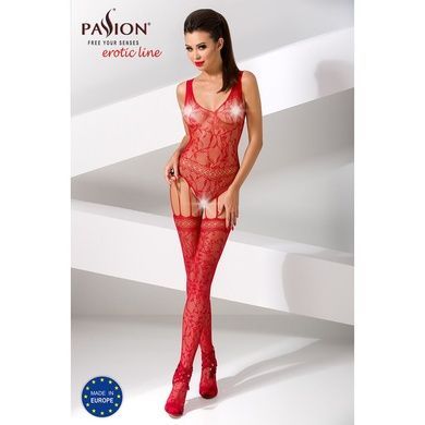 Бодистокинг Passion BS051 red, комбинезон, имитация чулок и боди S/M/L