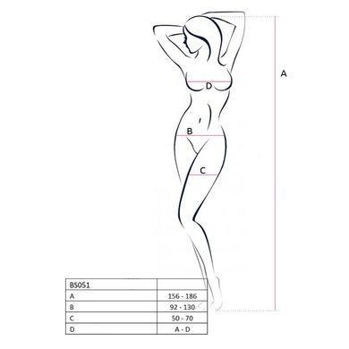 Бодистокинг Passion BS051 red, комбинезон, имитация чулок и боди S/M/L