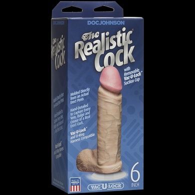 Фалоімітатор Doc Johnson The Realistic Cock 6 inch White - PVC діаметр 4,3 см SO2788 фото