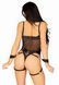 Комплект атласных ремней для бондажа Leg Avenue Satin elastic harness Set, One size, Black