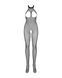 Бодистокинг из мелкой сетки с открытой грудью и доступом Obsessive Bodystocking N101 S/M/L, черный