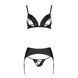 Комплект из эко-кожи Passion MILEY SET L/XL, black, трусики, бюстгальтер, пояс для чулок