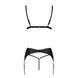 Комплект из эко-кожи Passion MILEY SET L/XL, black, трусики, бюстгальтер, пояс для чулок