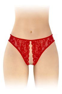 Еротичні жіночі трусики з мереживом і відкритим доступом Fashion Secret Victoria One Size червоні