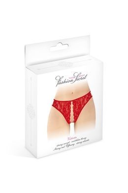 Еротичні жіночі трусики з мереживом і відкритим доступом Fashion Secret Victoria One Size червоні