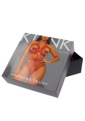 Портупея-тедди из ремней Leg Avenue Studded O-ring harness teddy M Red, экокожа