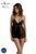Пеньюар Passion KERRIA CHEMISE black, L/XL, кружевной верх, трусики в комплекте