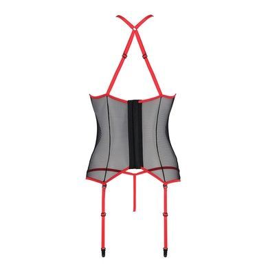 Корсет с пажами Passion SATARA CORSET XXL/XXXL red, стринги, кружево, застежки спереди и сзади