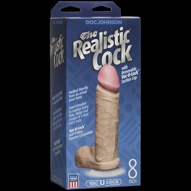 Фаллоимитатор Doc Johnson The Realistic Cock 8 inch White - PVC диаметр 5,1 см SO2789 фото