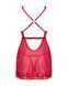 Прозрачный пеньюар беби-долл Obsessive Lacelove babydoll & thong M/L Red, кружево, стринги