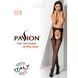 Сітчасті панчохи-стокінги Passion S018 One Size, Black, імітація пояса, сітка з вертикальними смужка