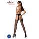 Сітчасті панчохи-стокінги Passion S018 One Size, Black, імітація пояса, сітка з вертикальними смужка