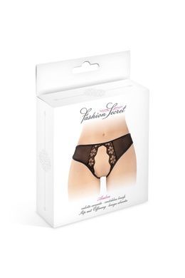 Еротичні жіночі трусики з відкритим передом і попою Fashion Secret Ambre One Size чорні