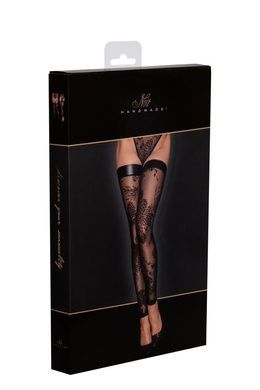 Чулки Noir Handmade F243 Tulle stockings with patterned flock embroidery - L