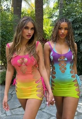 Сексуальное мини-платье с фигурными вырезами Leg Avenue One Size голубой