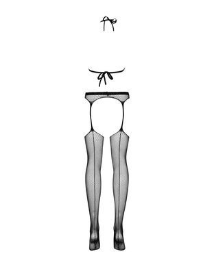 Сітчастий бодістокінг з імітацією топа, пояса та панчохи Obsessive Bodystocking N108 S/M/L, чорний