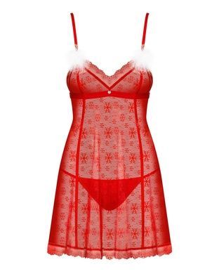 Сексуальная кружевная ночная рубашка Obsessive Claussica S/M красная