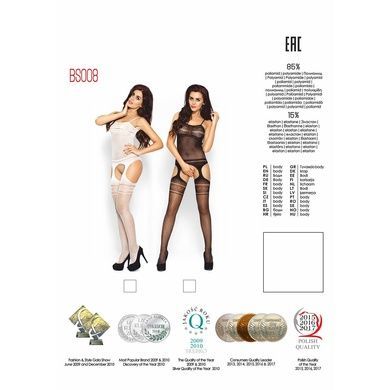 Бодистокинг Passion BS008 white, комбинезон, имитация чулок и пояса S/M/L