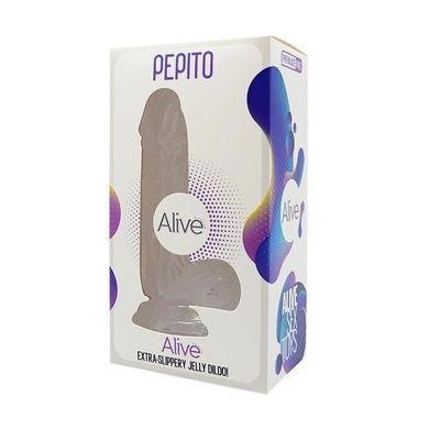 Прозорий фалоімітатор Alive Jelly Dildo Pepito діаметр 3,5 см SO3982 фото
