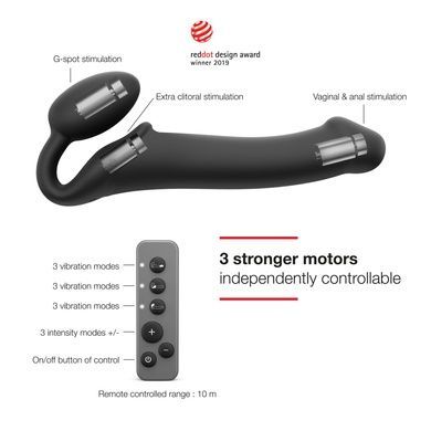 Безременной страпон с вибрацией Strap-On-Me Black L SO3829 фото