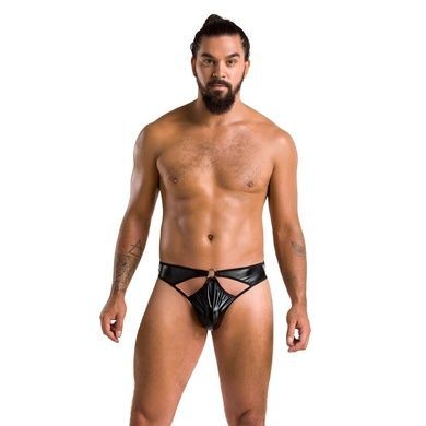 Мужские стринги Passion 033 THONG PAUL XXL/XXXL Black, под латекс
