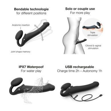 Безременной страпон с вибрацией Strap-On-Me Black L SO3829 фото