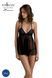 Пеньюар Passion KERRIA CHEMISE black, S/M, кружевной верх, трусики в комплекте