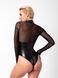 Боди Noir Handmade F321 Edge wetlook and mesh body with rings - S