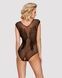 Бодістокінг із великої сітки з мереживом Obsessive B112 teddy XL/XXL, чорний, з доступом