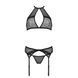 Комплект белья Passion SATARA SET L/XL black, топ, пояс для чулок, стринги