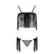 Комплект білизни Passion Exclusive KASSANDRA SET OpenBra S/M black, ліф з бахроми, трусики-спідниця