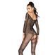 Бодістокінг Passion BS040 black, комбінезон з відкритими грудьми S/M/L