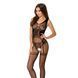 Бодистокинг Passion BS052 black, комбинезон, имитация корсета с подтяжками, чулок и трусиков S/M/L